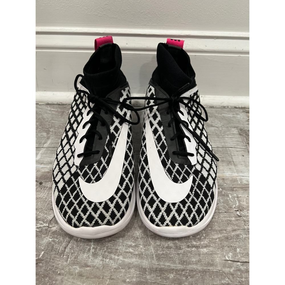 Nike Free Hypervenom 3 FC Flyknit Sneakers Men's 9.5 Black White Diamond Pattern